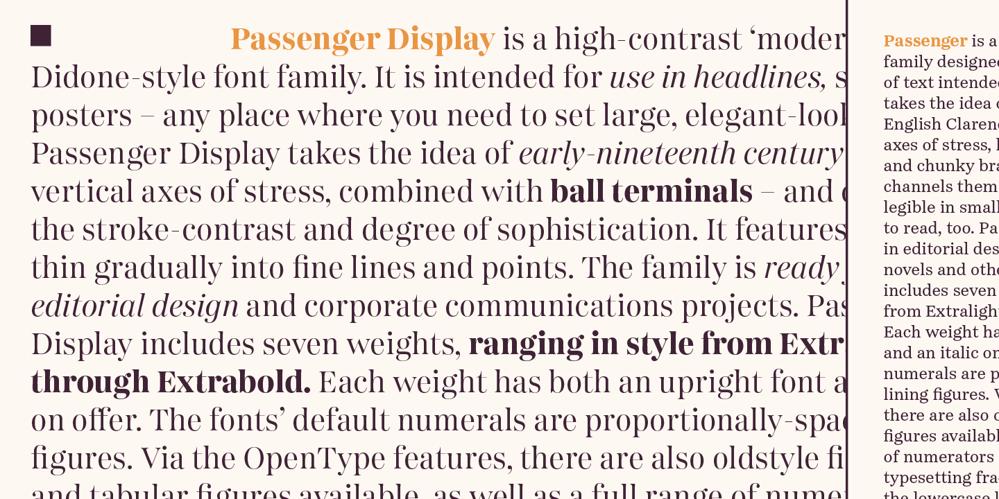 Przykład czcionki Passenger Display Extra bold Italic